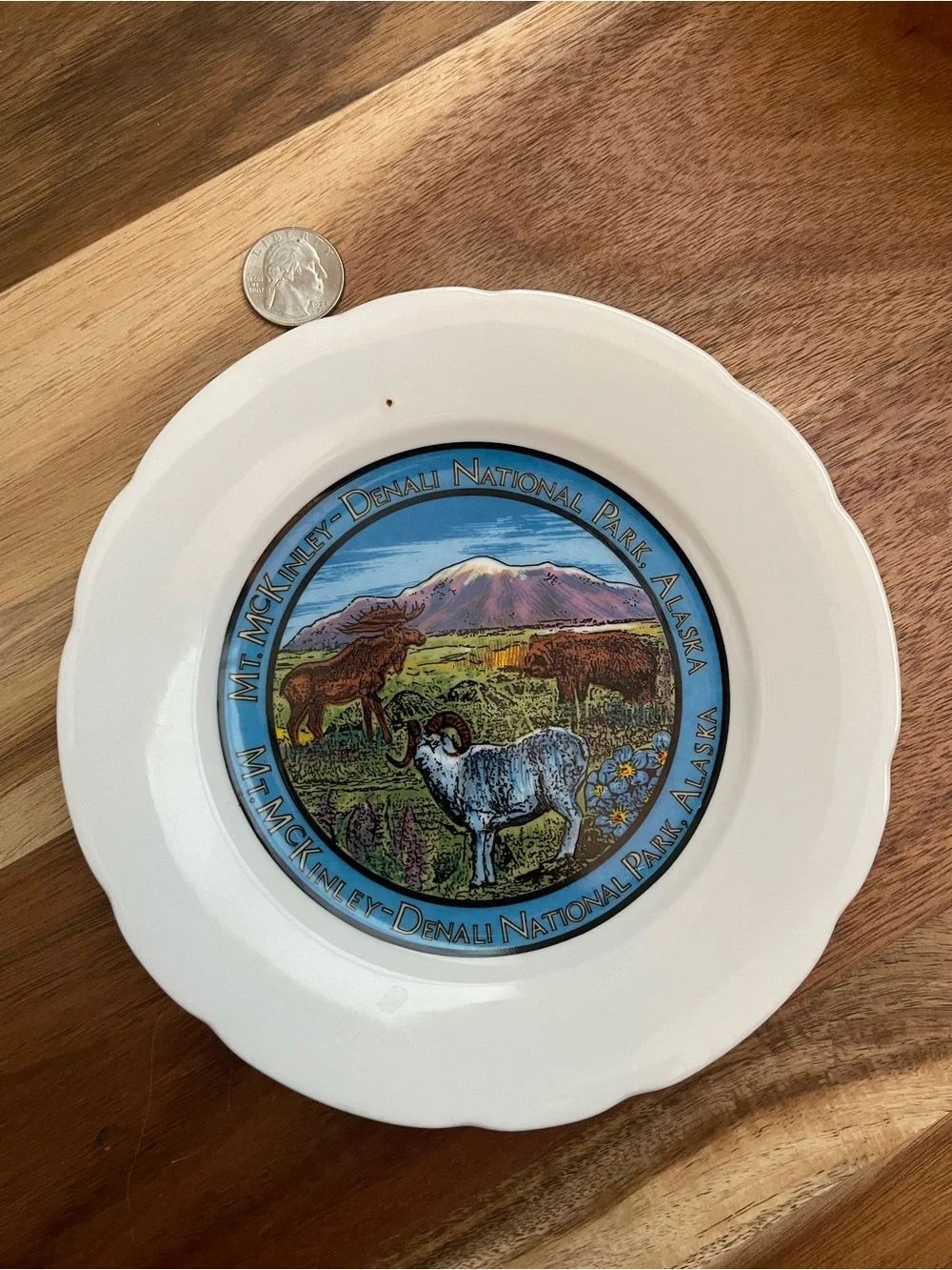 Vintage Mt. McKinley - Denali National Park Souvenir Plate (Blue Accent)